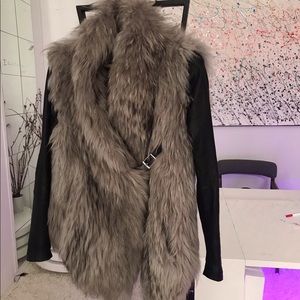 Barbara Bui genuine fur coat with leather sleeves